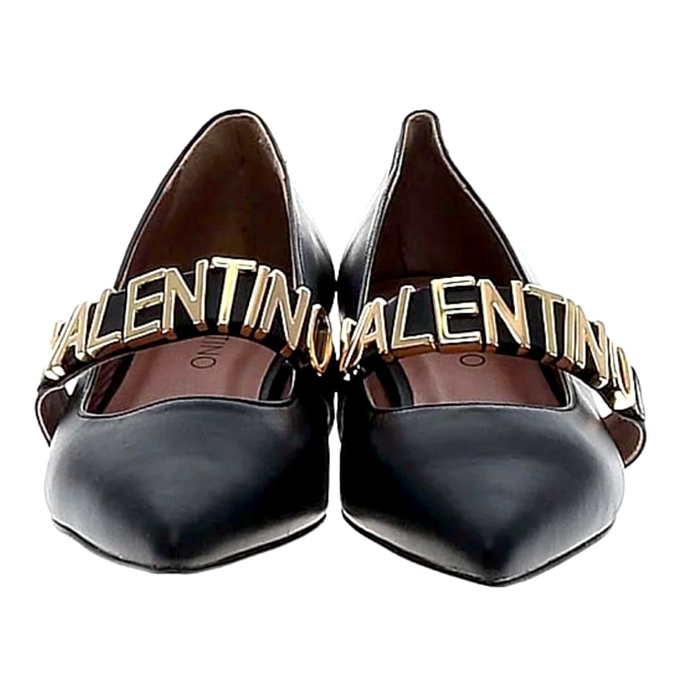 Valentino Black Flats with Decorative Strap